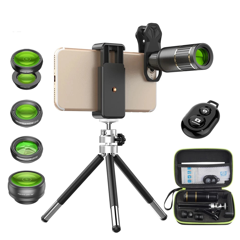 5in 1 Wide Angle Mobile Phone Camera Lens with Tripod - Pebble Canyon