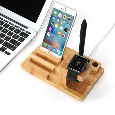 3 In 1 Wooden Universal Charging Dock Station - Pebble Canyon
